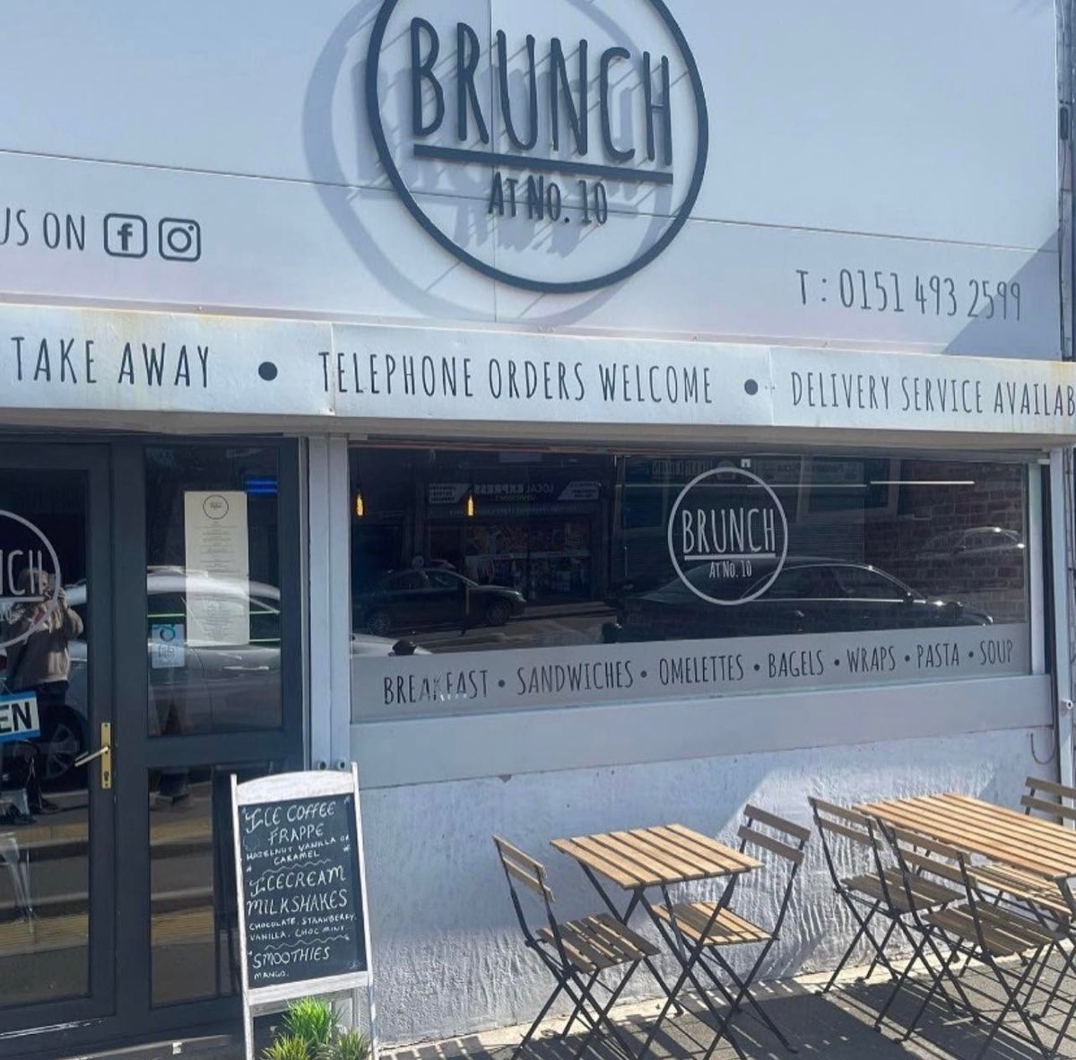 The Brunch at No.10 shopfront on Greenes Road with tables outside